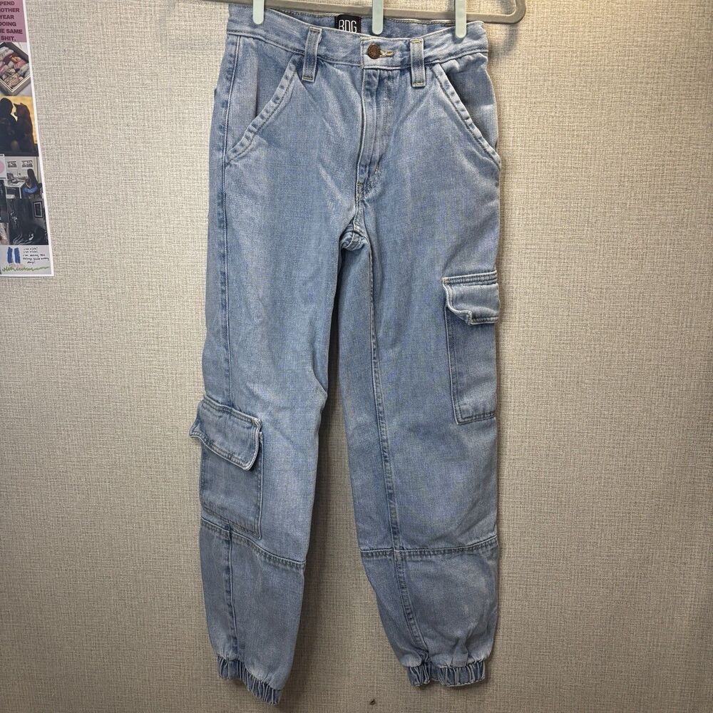 BDG Urban Outfitters Blue Denim Cotton Utility Cargo Joggers Size 24 Streetwear